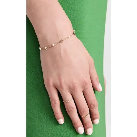 Tory Burch Gemstones and Pearl Bracelet Gold OS - Picture 12 of 16